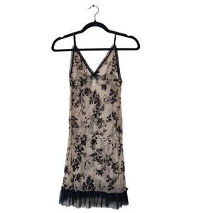 Cosabella Sheer Mesh Velvet Burnout Floral Slip Dress Babydoll Chemise Medium